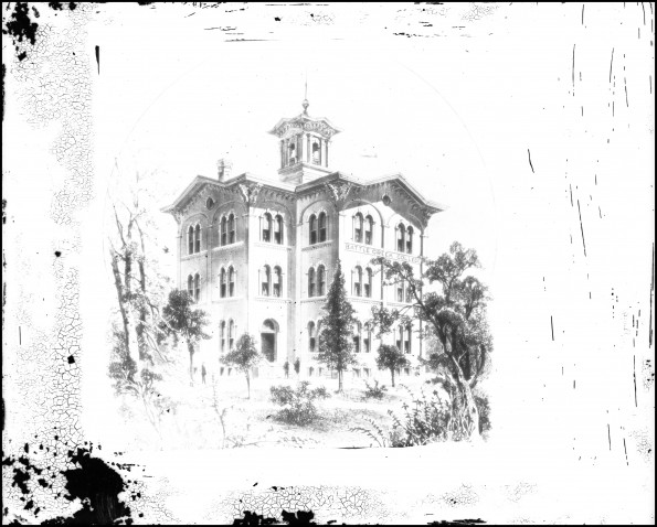 Drawing of the first Battle Creek College building