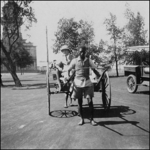 Eric Beavon in a taxi in Mombasa, Kenya
