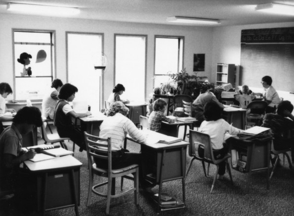 Janet Wood and her students at the Harrison Seventh-day Adventist School
