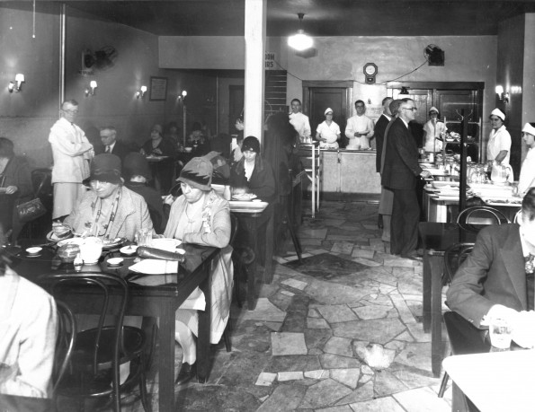 [People eating in the Nashville Vegetarian Cafeteria in Nashville, TN]