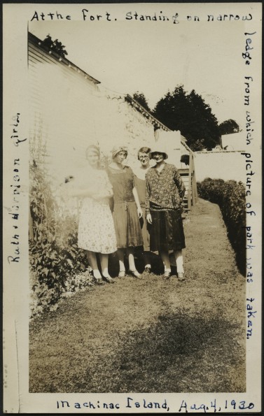 Ruth Greer with the Harrison girls at Mackinac Island