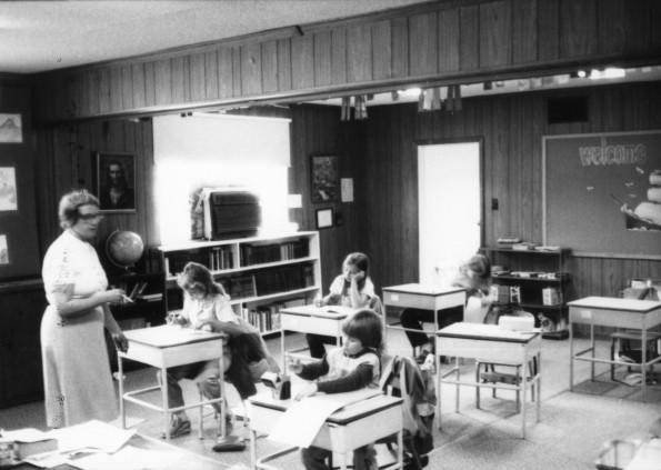 Mary Pedigo teaching at the Jonesboro Seventh-day Adventist School