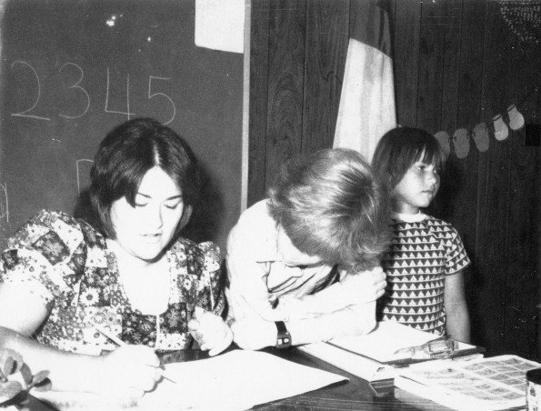 Unknown teacher and students at Lake Charles Adventist School