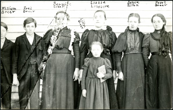 Teacher and students at what became the Aledo church school