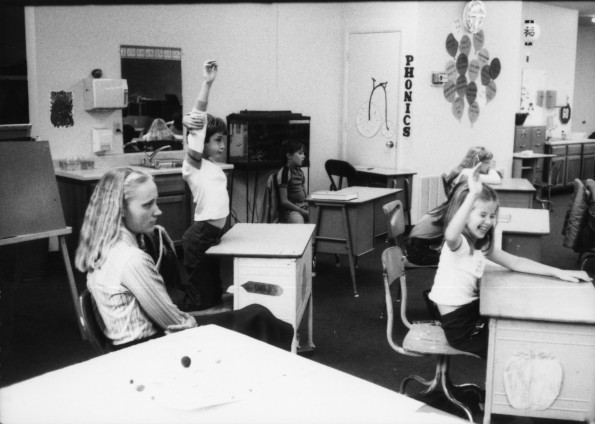 Eva Hill with her students at Ozark Elementary School in Gentry, AR