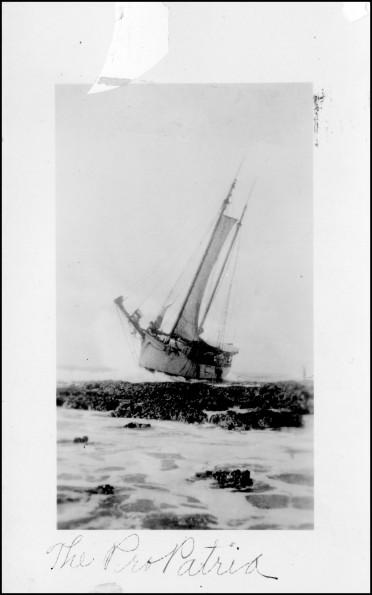 The Pro Patria, a two masted schooner that visited Pitcairn Island