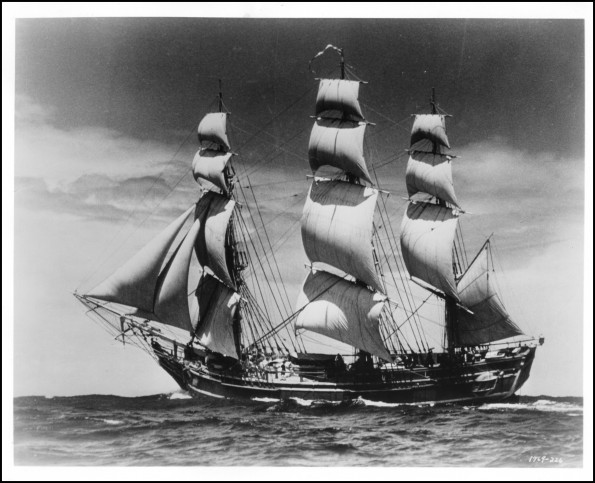 Full scale model of the HMS Bounty under sail