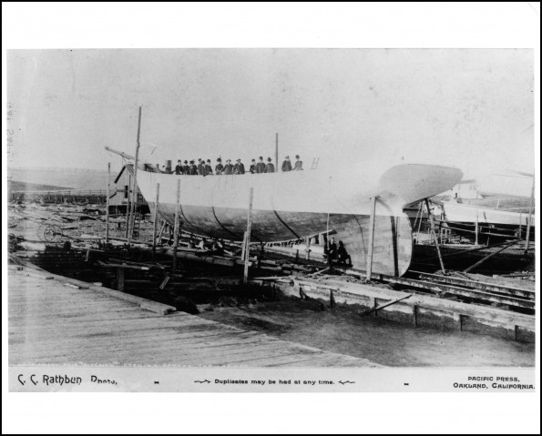 Missionary ship Pitcairn evening after the launch