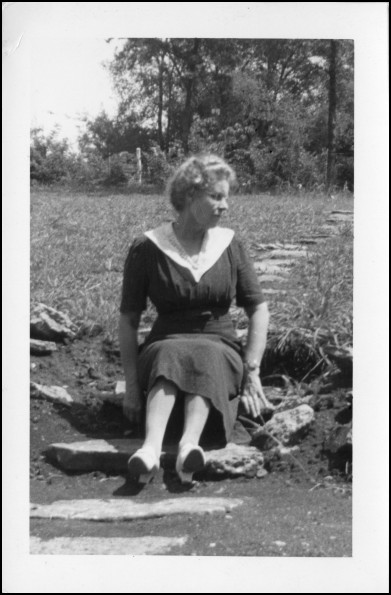 Mertie Bralliar stilling on a path