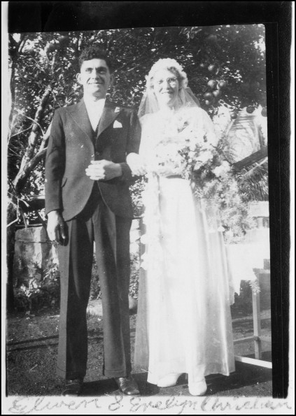 Elwyn and Evelyn Christian on their wedding day