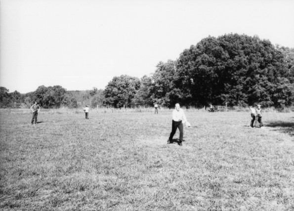Burdette Millard pitching at the Bentonville Seventh-day Adventist School