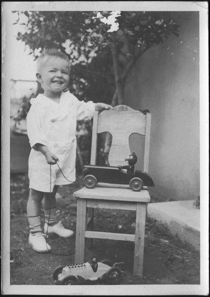 William Brunie with his toy cars