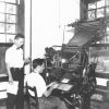 [Two unknown men working in the Print Shop at Madison College]
