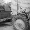 [Lawrence M. Cantrell and possibly Elmer Fant(?) working near the silo at Madison College]