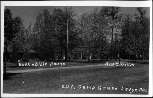View of the book and bible house and auditorium at Grand Ledge camp