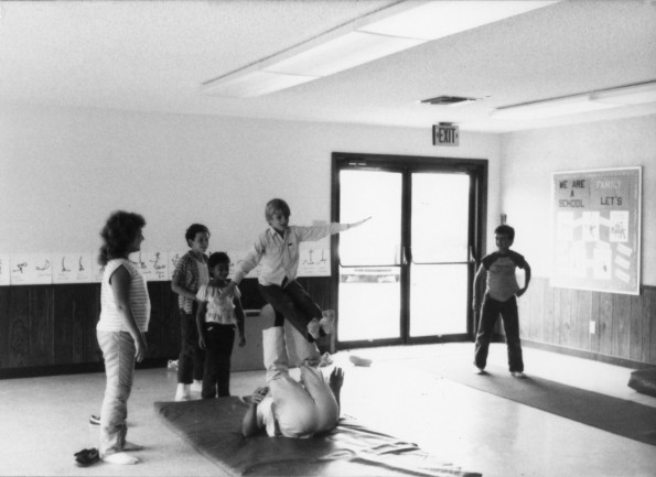 Students doing gymnastics at the Lake Charles Adventist School