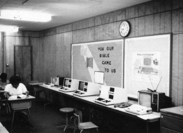 The computer stations at Baton Rouge Junior Academy